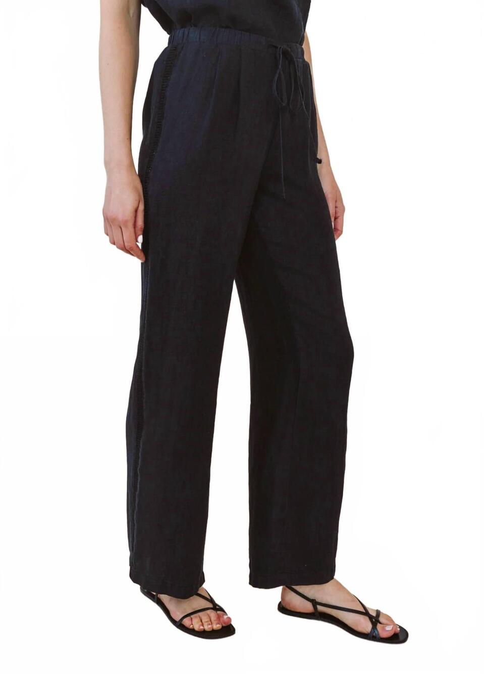 NEW BELLA DAHL beach lattice stripe pants in black